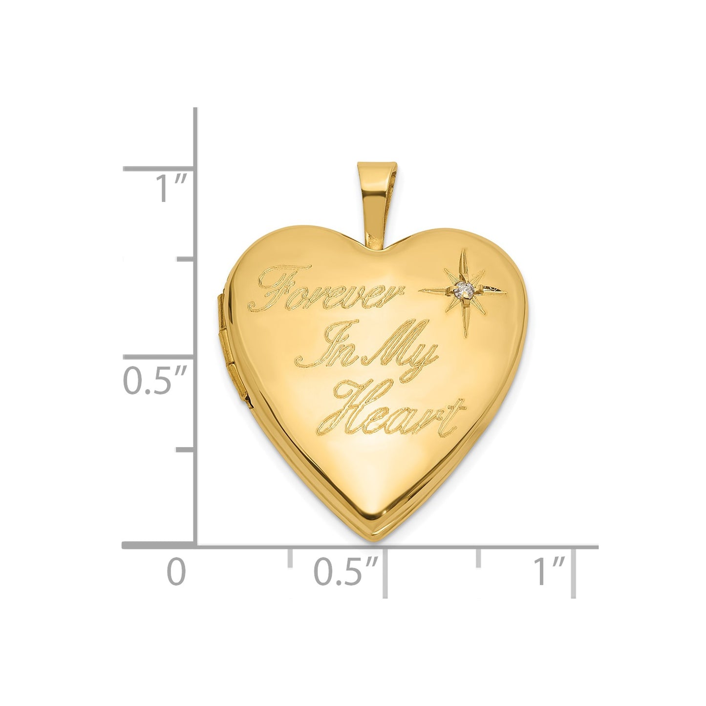 DL 14K 20mm Polished FOREVER IN MY HEART Diamond Heart Locket