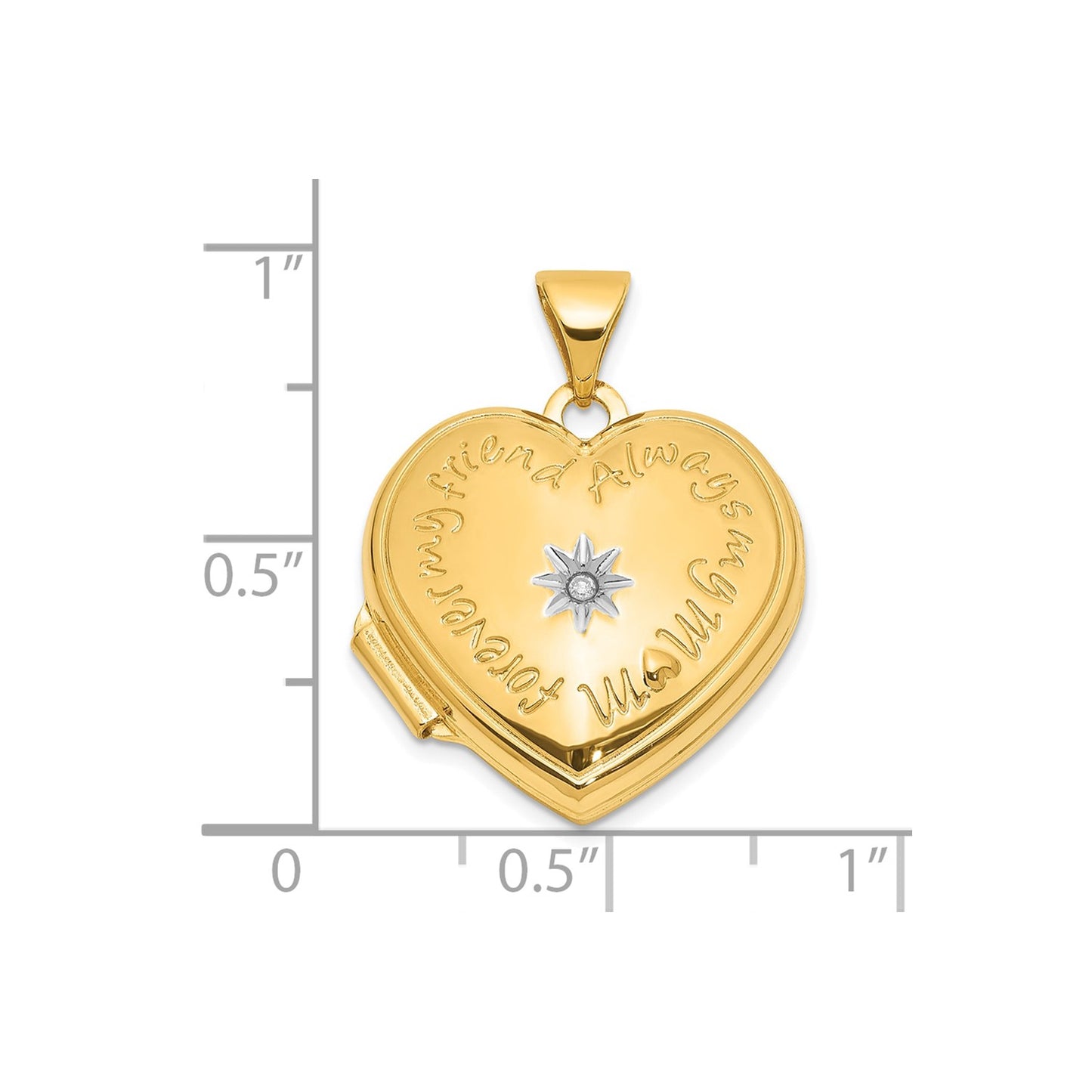 GL 14K and White Rhodium Diamond 18mm Always My Mom Heart Locket