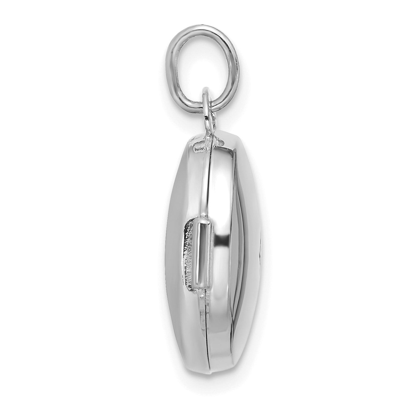 DL 14k White Gold Polished Diamond 16mm Round Locket