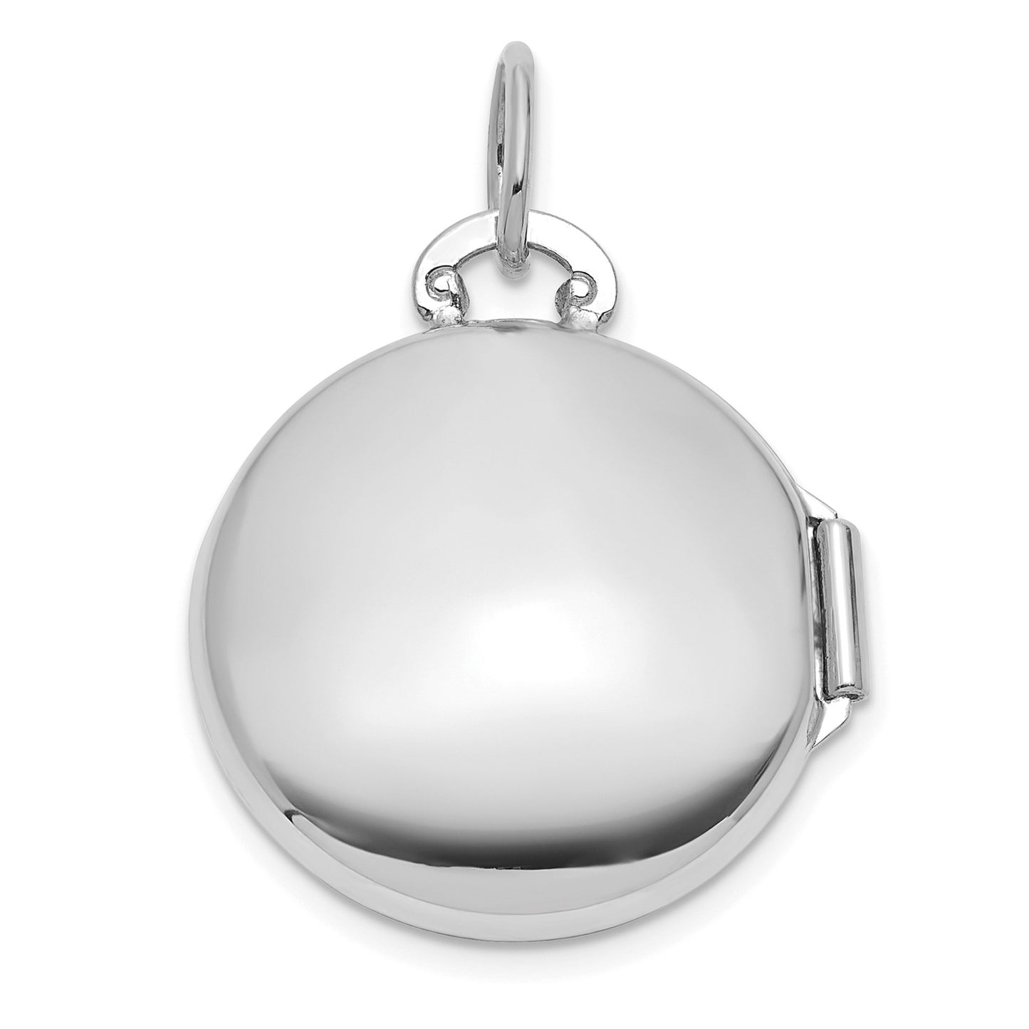 DL 14k White Gold Polished Diamond 16mm Round Locket