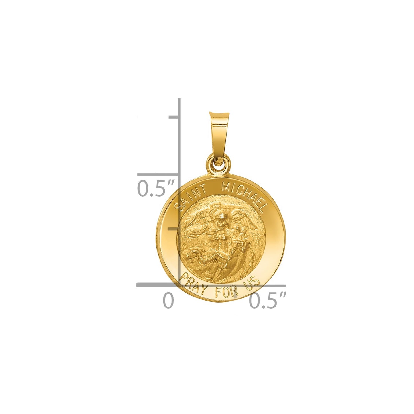GP 14k Polished and Satin St Michael Medal Hollow Pendant