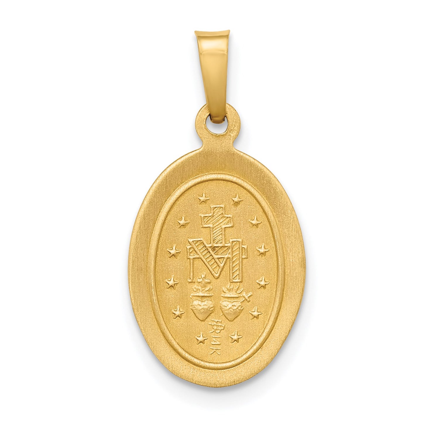 GP 14k Polished and Satin Miraculous Medal Hollow Pendant