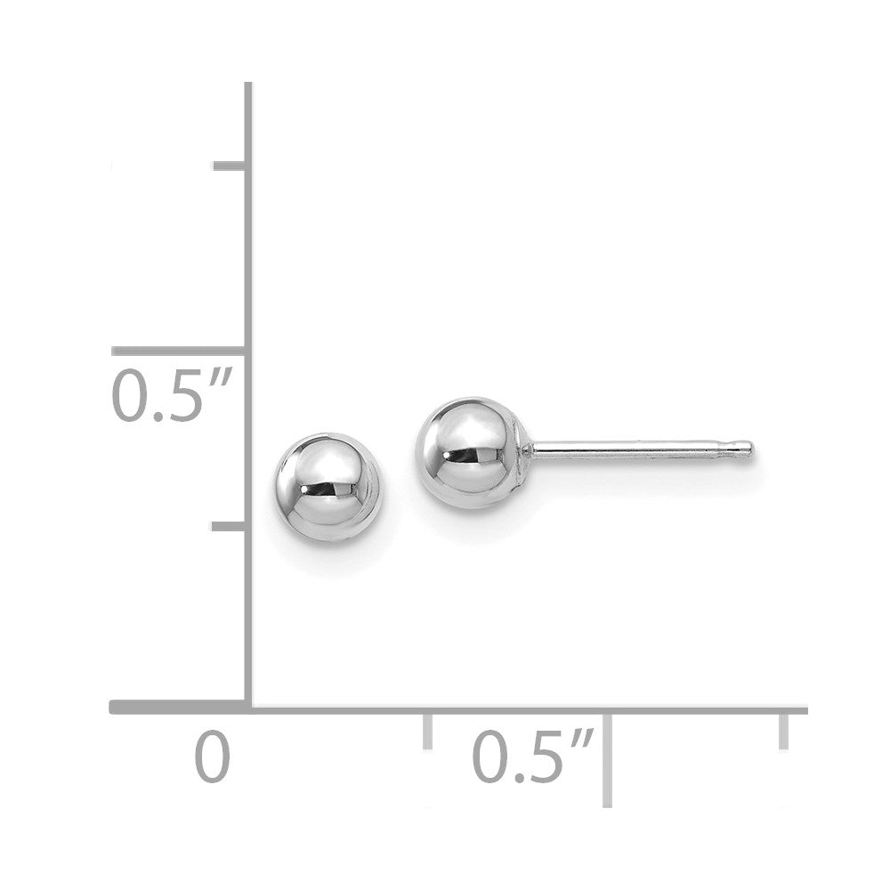 WGE 14k White Gold Polished 4mm Ball Post Earrings