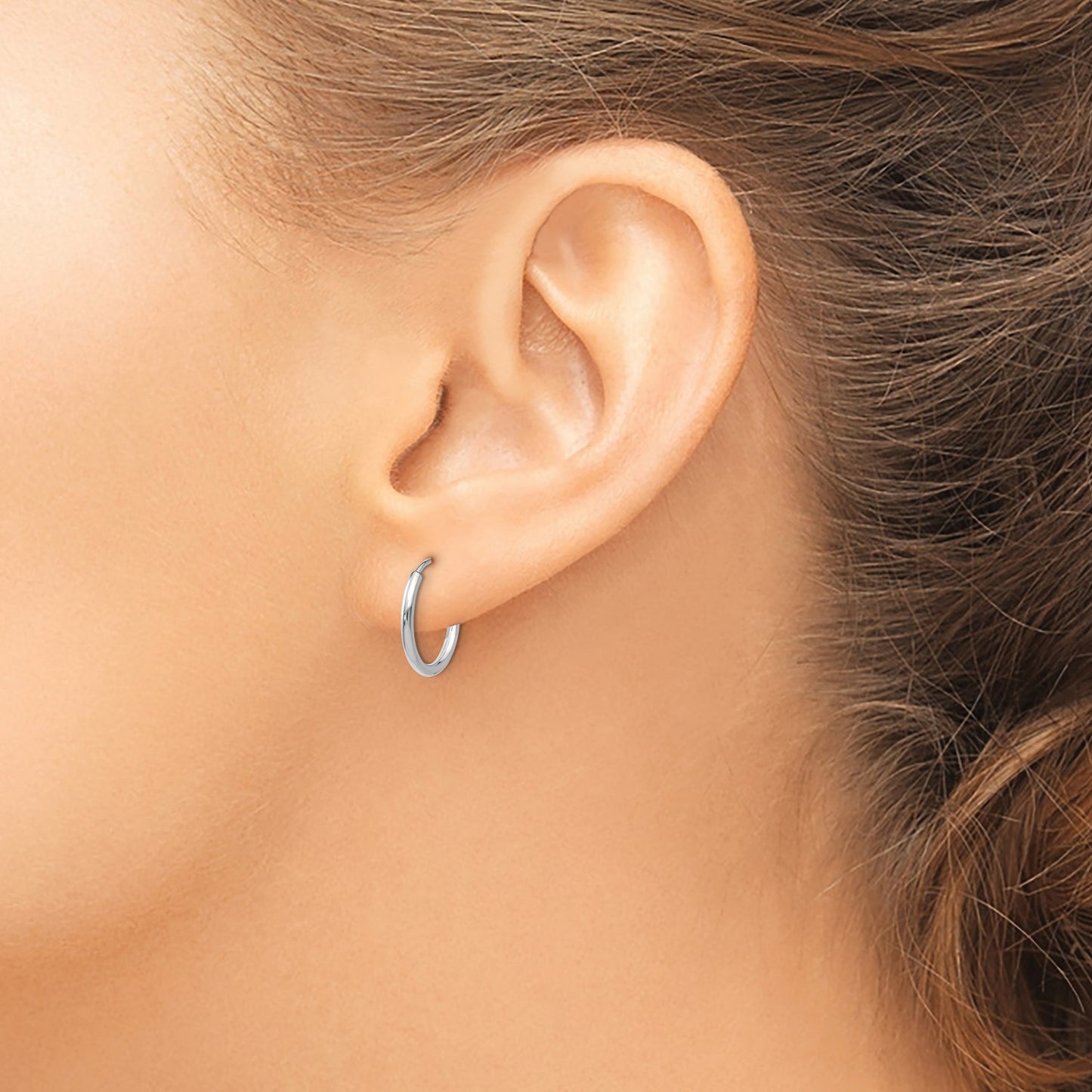 GE 14k White Gold 1.5mm Polished Endless Hoop Earrings