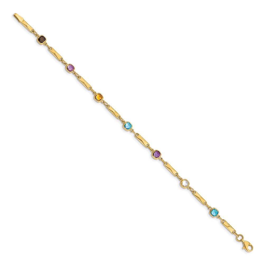 GG 14K Multi Gemstone Fancy Link Bracelet