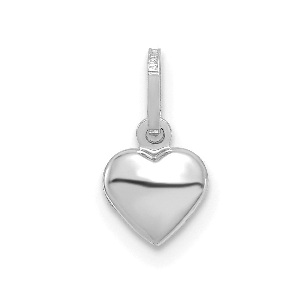 WGCM 14K White Gold Polished 3-D Puffed Heart Charm