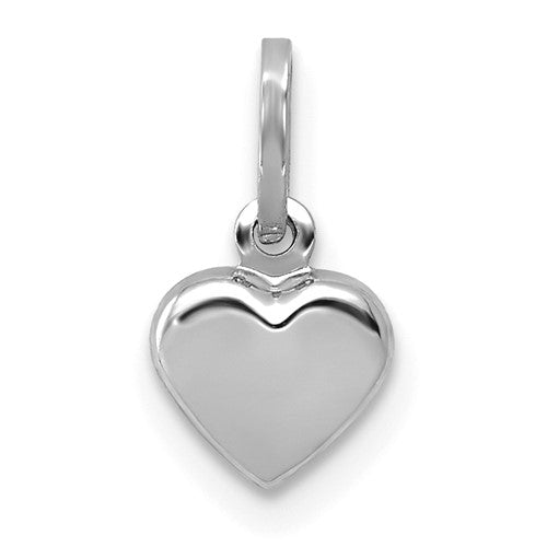 WGCM 14K White Gold Polished 3-D Puffed Heart Charm