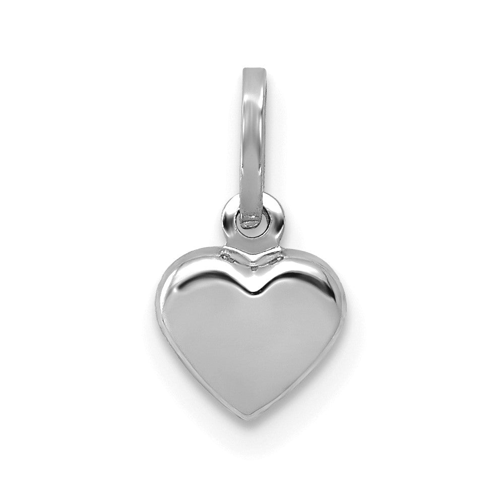 WGCM 14K White Gold Polished 3-D Puffed Heart Charm