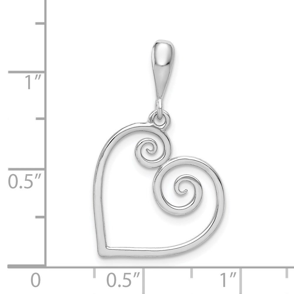 WGP 14K White Gold Swirl Heart Pendant