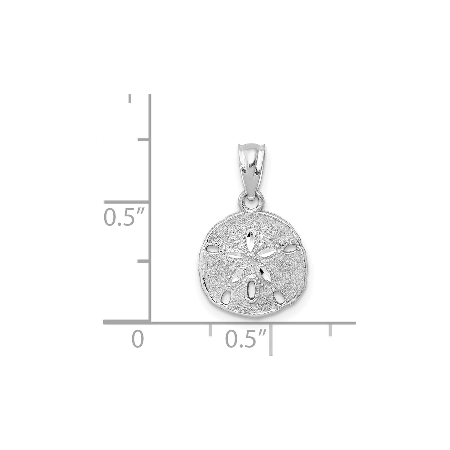 GP 14K White Gold Polished and Textured Sand Dollar Pendant