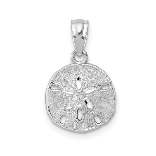 GP 14K White Gold Polished and Textured Sand Dollar Pendant