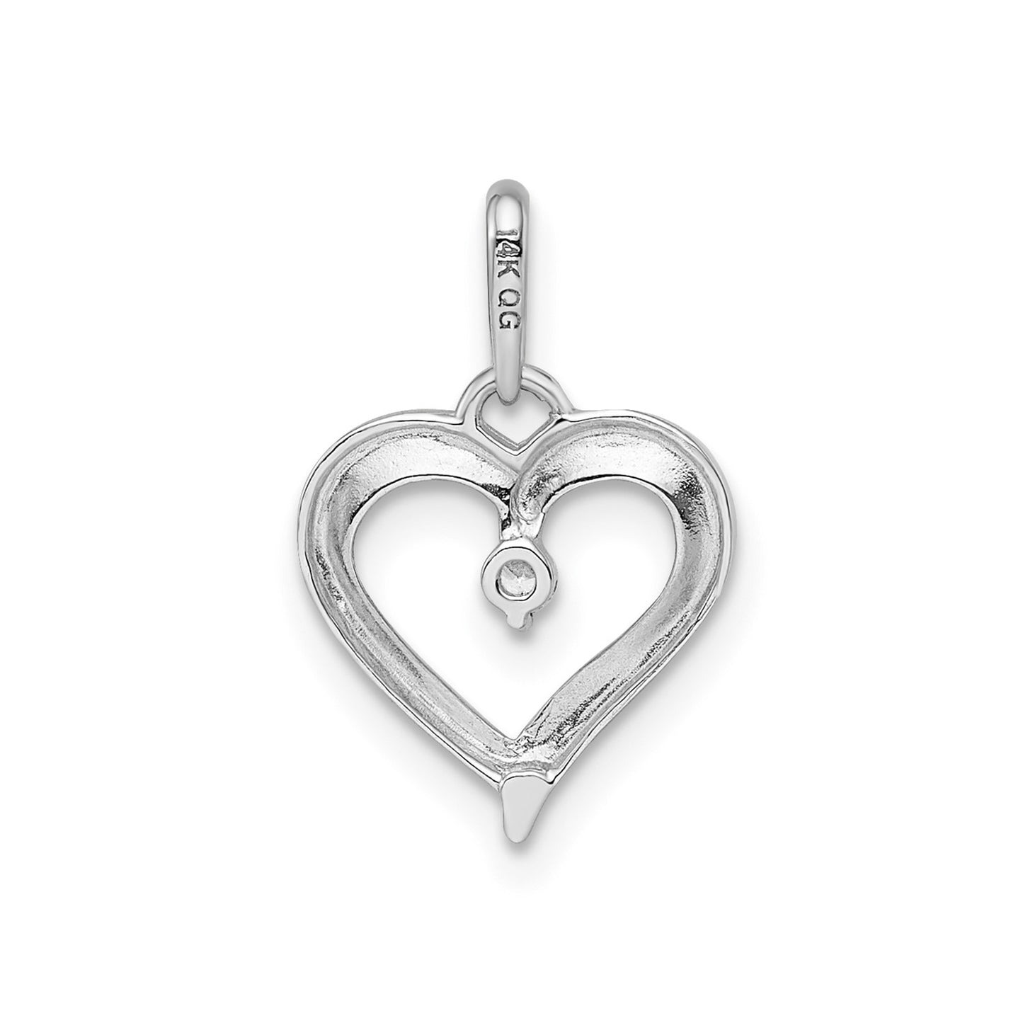 GP 14k White Gold CZ Heart Pendant