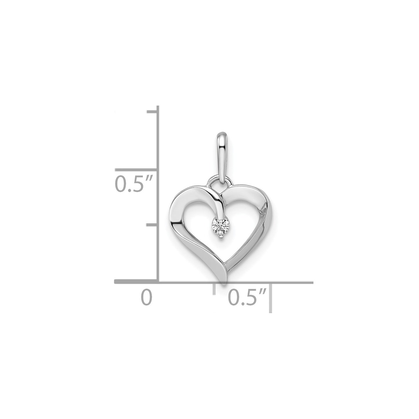 GP 14k White Gold CZ Heart Pendant