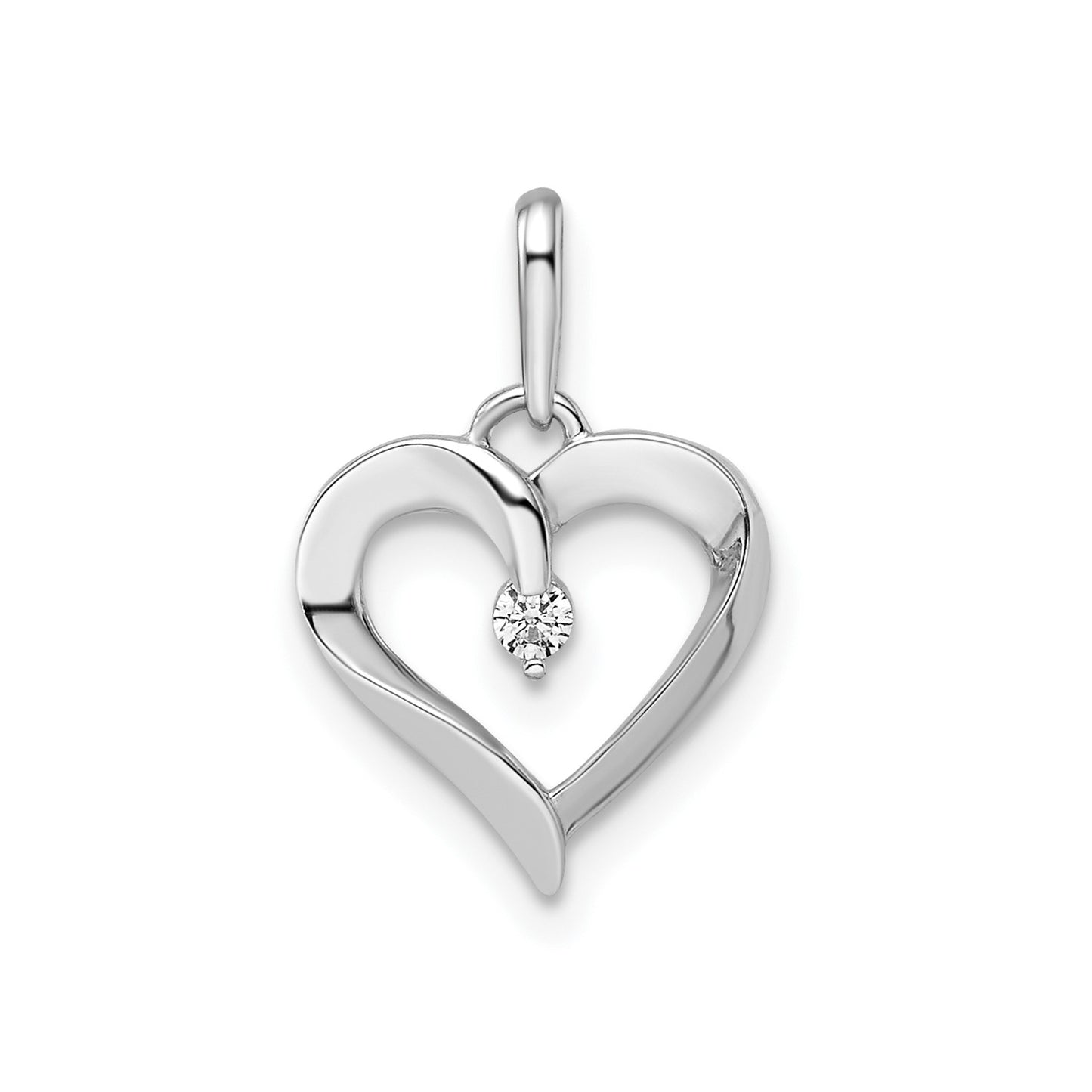 GP 14k White Gold CZ Heart Pendant