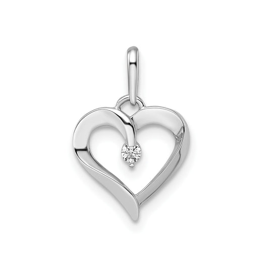 GP 14k White Gold CZ Heart Pendant