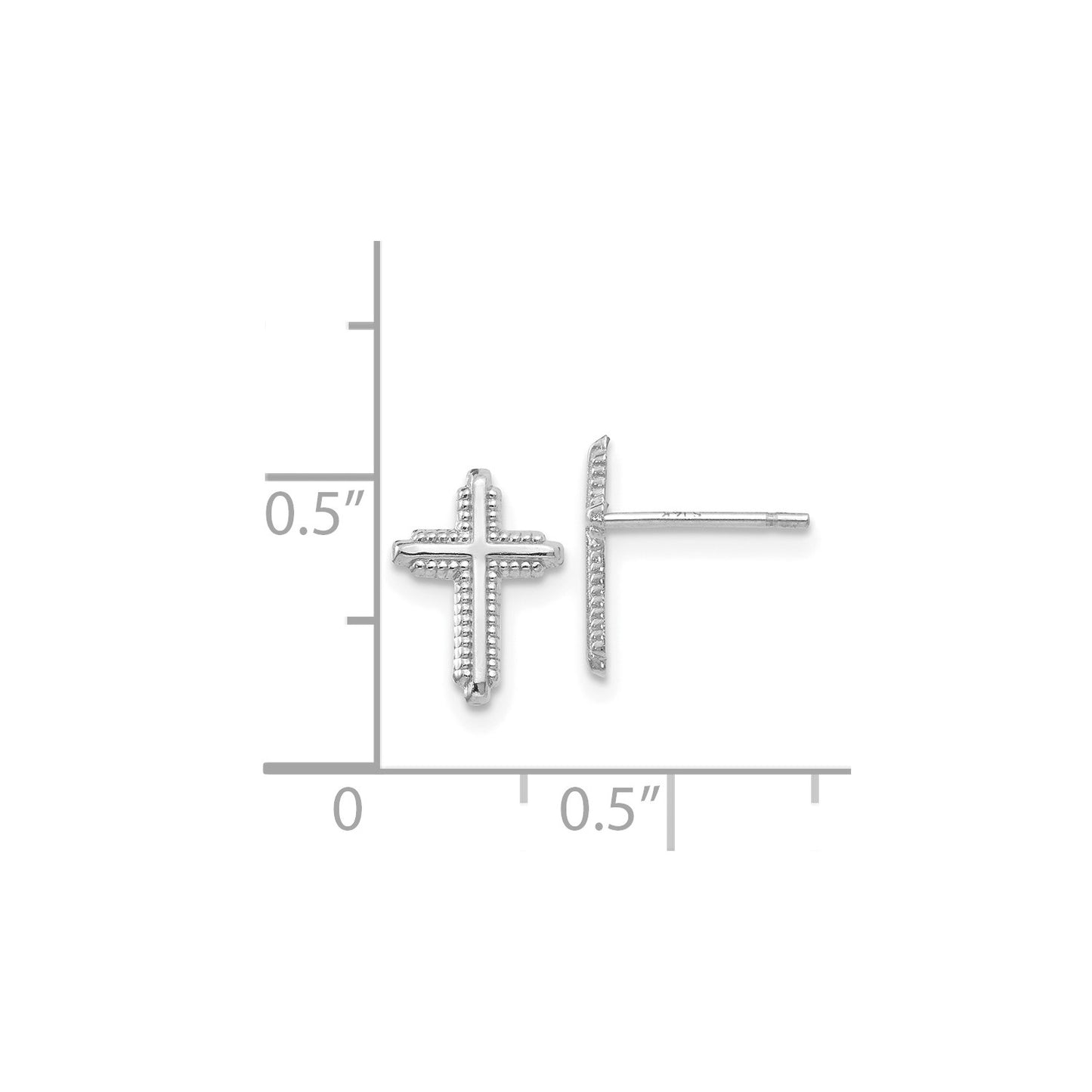 GE 14K White Gold Polished Cross Post Earrings