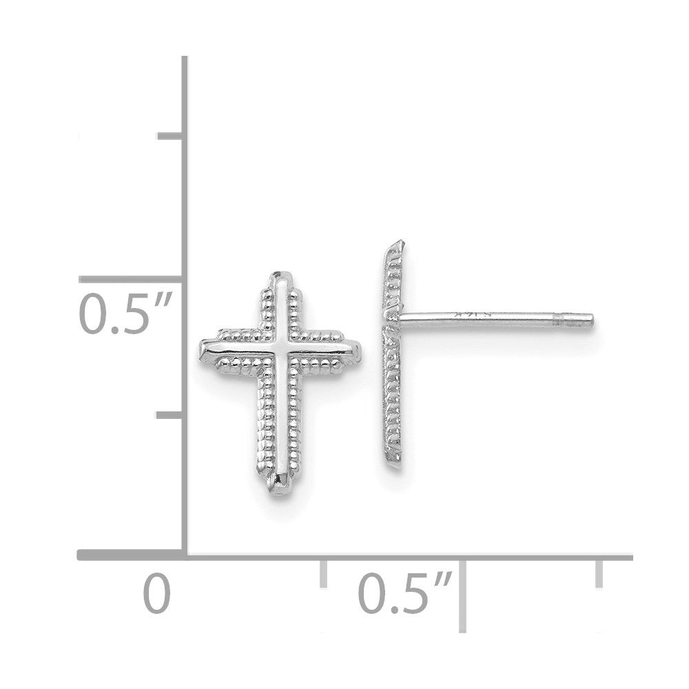 GE 14K White Gold Polished Cross Post Earrings