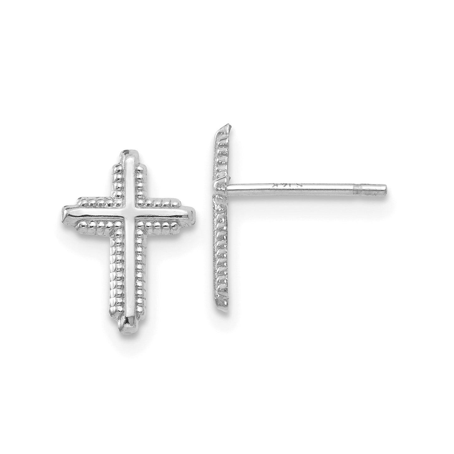 GE 14K White Gold Polished Cross Post Earrings