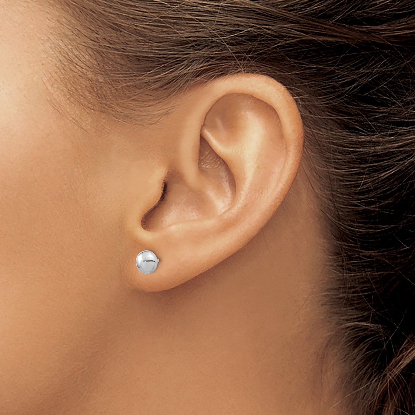 GE 14k White Gold Polished Button Post Earrings