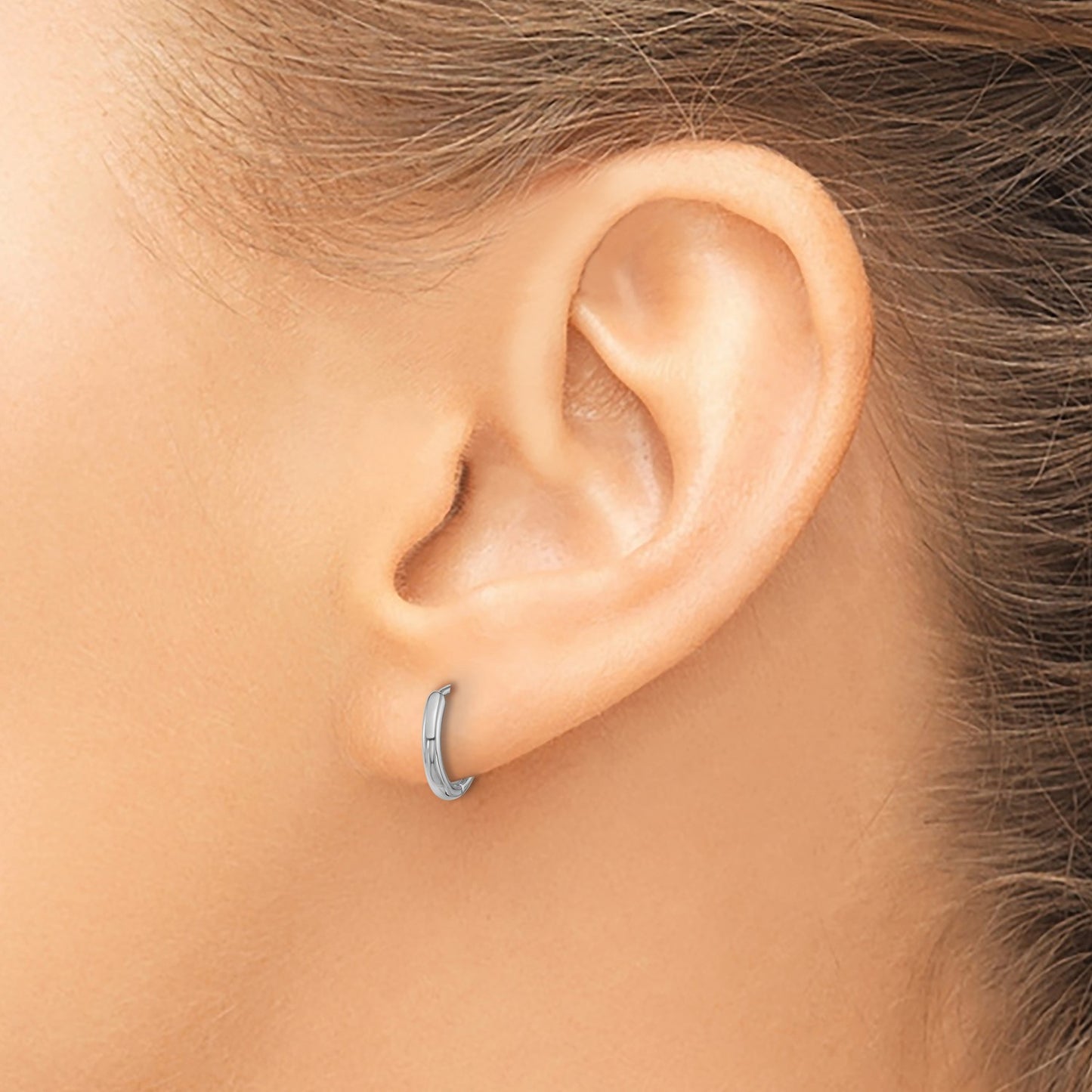 GE 14K White Gold Hinged Hoop Earrings