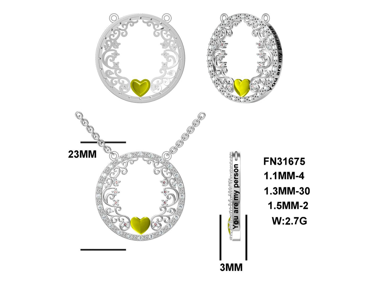 MS You Are My Person | Two Tone Circle Pendant | Sterling Silver | Lab Grown Sapphire Accents | Lasting Legacy Collection