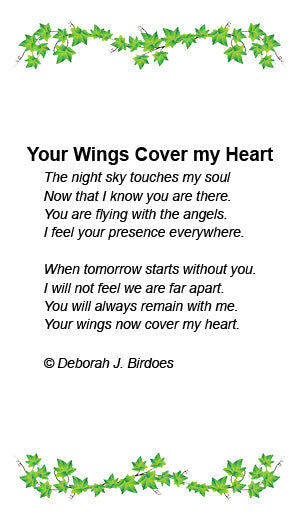 CC Your Wings Cover My Heart Keepsake Pendant | Rhodium Plated Sterling Silver | Comfort Collection | Memorial