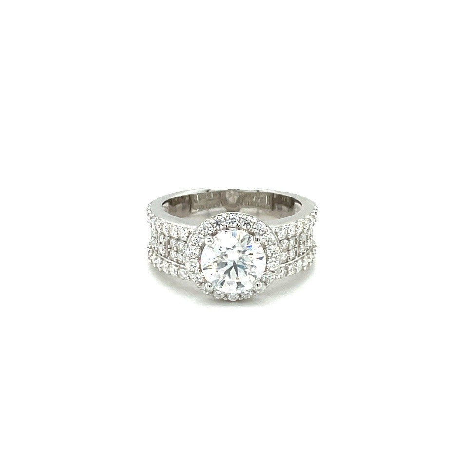 TTT Round Side Accented Ring 1.5CT | Rhodium Plated Sterling Silver | Moissanite | Through Thick & Thin