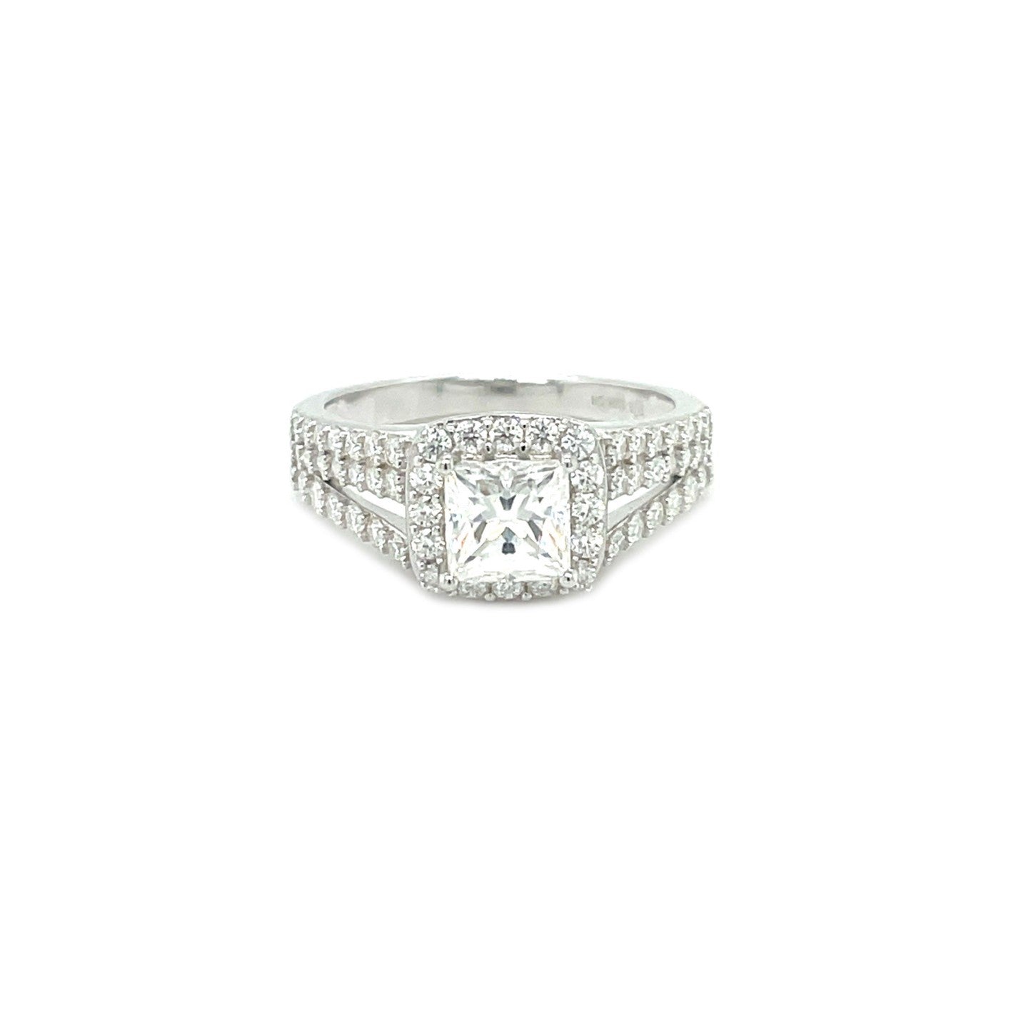 TTT Halo Accented Ring | Rhodium Plated Sterling Silver | Moissanite | Through Thick & Thin