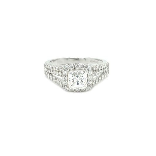 TTT Halo Accented Ring | Rhodium Plated Sterling Silver | Moissanite | Through Thick & Thin
