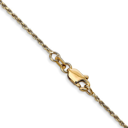 14K Gold 20 inch 1.15mm Diamond-cut Machine Made Rope with Lobster Clasp Chain