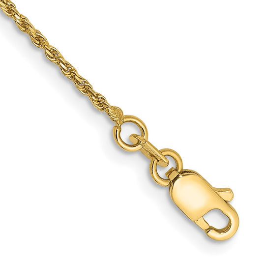 14K 6 inch 1.15mm Diamond-cut Machine Made Rope with Lobster Clasp Chain