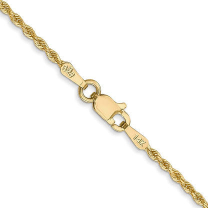 14K Gold 28 inch 1.5mm Diamond-cut Rope with Lobster Clasp Chain