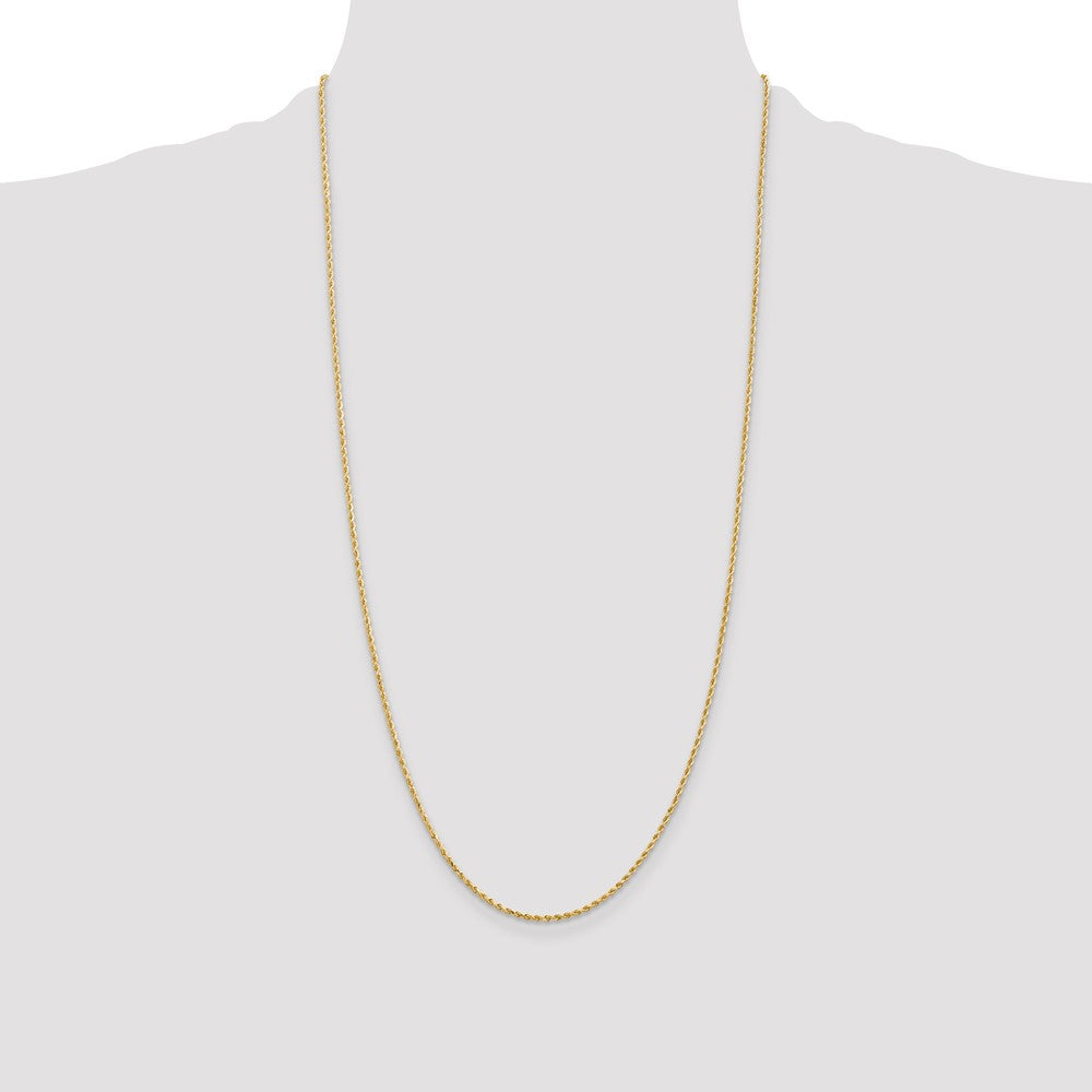 14K Gold 28 inch 1.5mm Diamond-cut Rope with Lobster Clasp Chain