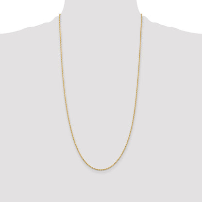 14K Gold 28 inch 1.5mm Diamond-cut Rope with Lobster Clasp Chain