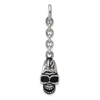 MJ Stainless Steel Antiqued Skull Charm