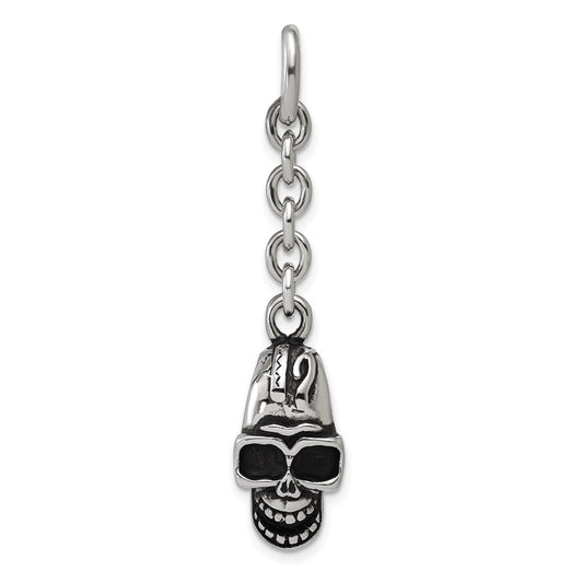 MJ Stainless Steel Antiqued Skull Charm