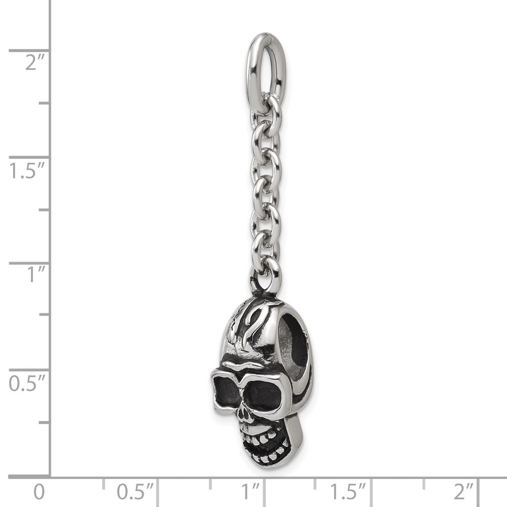 MJ Stainless Steel Antiqued Skull Charm