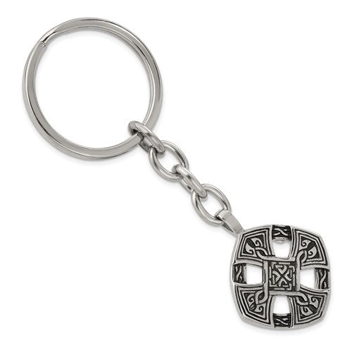 IBGoodman Stainless Steel Antiqued Celtic Cross Design Key Chain
