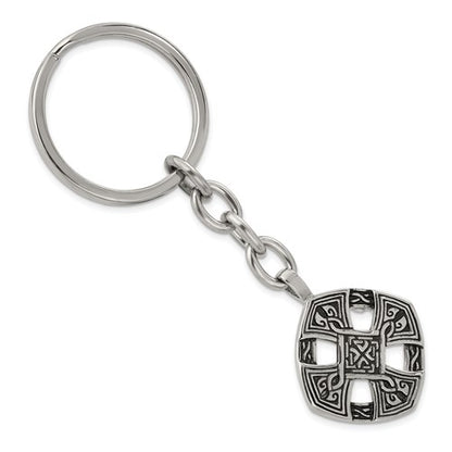 IBGoodman Stainless Steel Antiqued Celtic Cross Design Key Chain