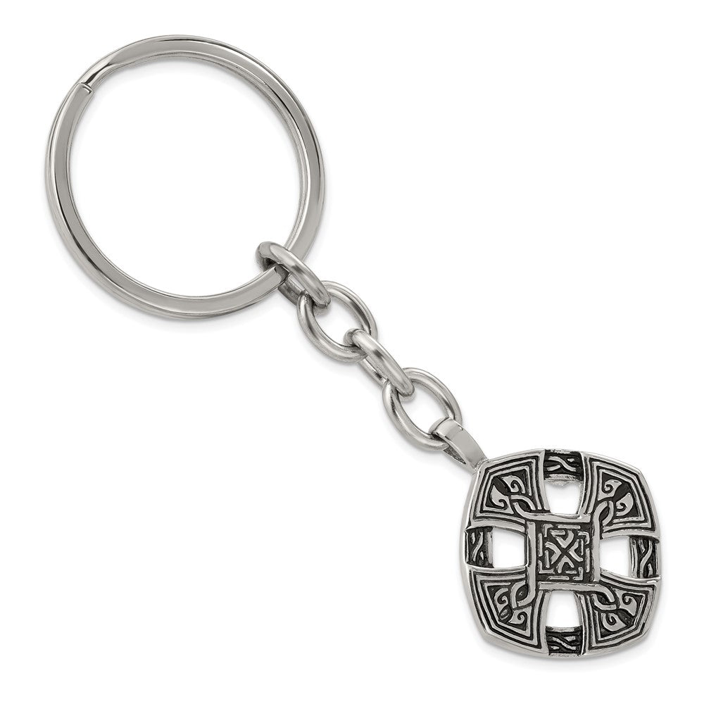 IBGoodman Stainless Steel Antiqued Celtic Cross Design Key Chain