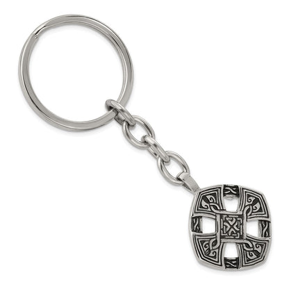 IBGoodman Stainless Steel Antiqued Celtic Cross Design Key Chain