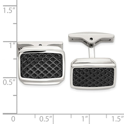 IBGoodman Stainless Steel Textured Black IP-plated Cuff Links