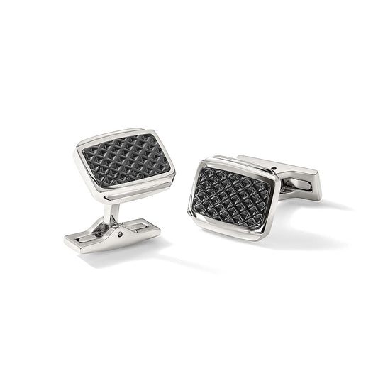 IBGoodman Stainless Steel Textured Black IP-plated Cuff Links