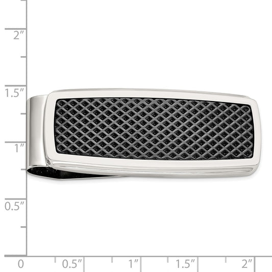 IBGoodman Stainless Steel Textured Black IP-plated Money Clip