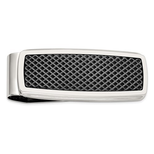 IBGoodman Stainless Steel Textured Black IP-plated Money Clip