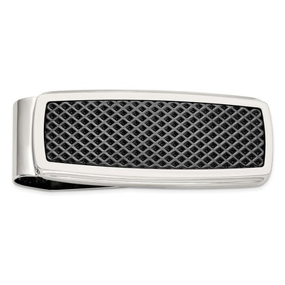 IBGoodman Stainless Steel Textured Black IP-plated Money Clip