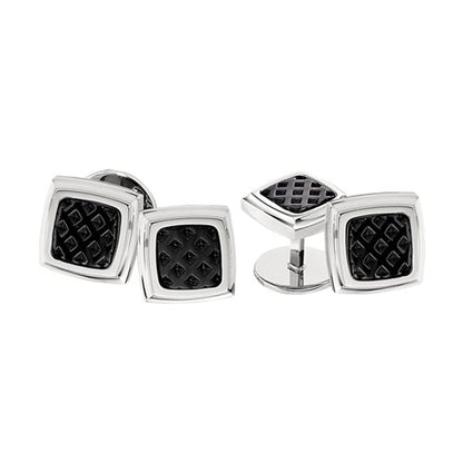MJ Stainless Steel Textured Black IP-plated Center Four Piece Tuxedo Studs Set