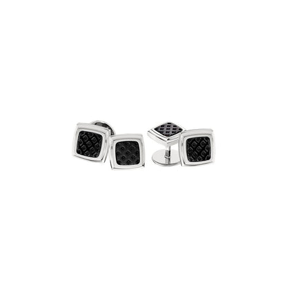 MJ Stainless Steel Textured Black IP-plated Center Four Piece Tuxedo Studs Set