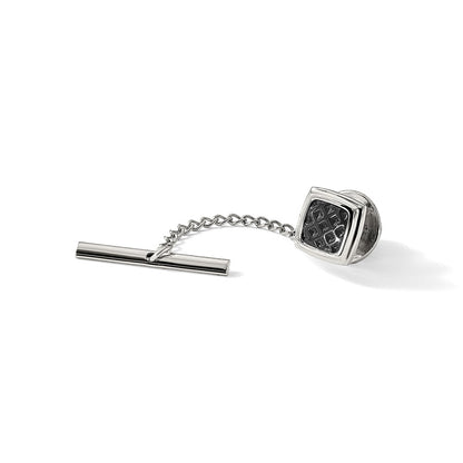 MJ Stainless Steel Textured Black IP-plated Tie Tac with Chain
