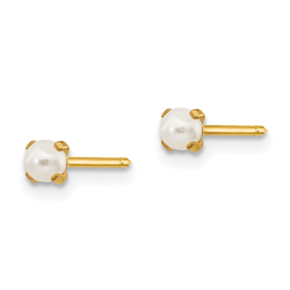 Inverness 14k 3mm Simulated Pearl Post Piercing Earrings